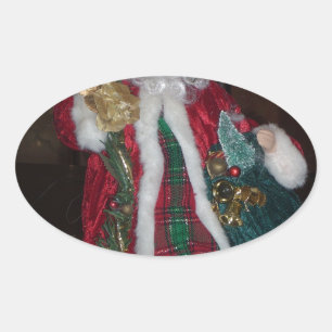 Sticker Ovale Royal Plaid Hohoho Père Noël Joyeux Noël