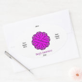 Sticker Ovale Ruban à fleurs violettes Modèle par Kenneth Yoncic (Enveloppe)