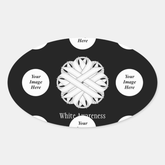 Sticker Ovale Ruban de fleurs blanches par Kenneth Yoncich Modèl (Devant)