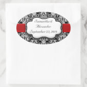 Sticker Ovale Ruban rouge noir/blanc Damas (Sac)