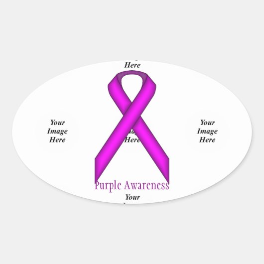 Sticker Ovale Ruban standard violet par Kenneth Yoncich (Devant)