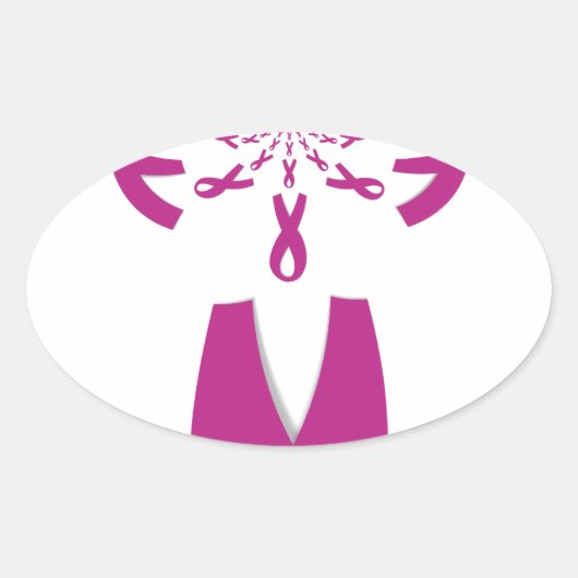 Sticker Ovale Rubans rose Cancer du sein Sensibilisation Art Imp (Devant)
