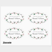 Sticker Ovale Ruby-throated Hummingbirds Bookplate (Feuille)