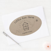 Sticker Ovale ruche rustique d'abeilles sur papier brun (Enveloppe)
