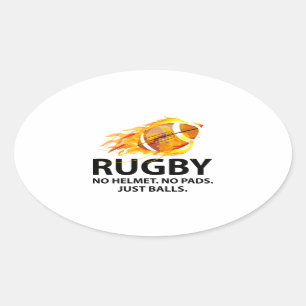 Sticker Ovale Rugby. Aucun casque. Aucunes protections. Juste