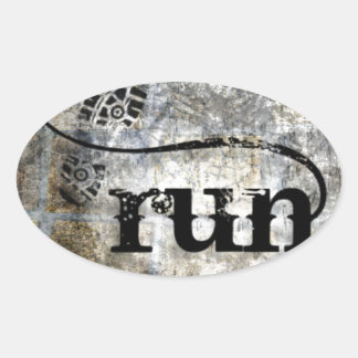 Sticker Ovale Run with Shoe Grunge by Vetro Jewelry & Designs