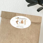 Sticker Ovale Rustic Clothesline Fisherman Derby Baby Shower 