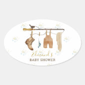 Sticker Ovale Rustic Clothesline Fisherman Derby Baby Shower  (Devant)
