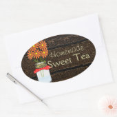 Sticker Ovale Rustic Comté Mason Jar Thé doux fait maison (Enveloppe)