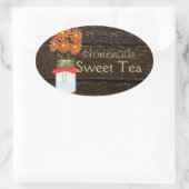 Sticker Ovale Rustic Comté Mason Jar Thé doux fait maison (Sac)