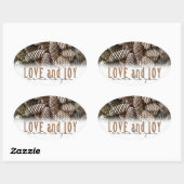 Sticker Ovale Rustic Holiday Love and Joy Pine Cone (Feuille)
