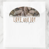Sticker Ovale Rustic Holiday Love and Joy Pine Cone (Sac)
