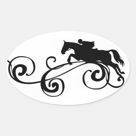 Sticker Ovale Rustique Galloping Cheval andalou (Devant)