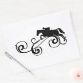 Sticker Ovale Rustique Galloping Cheval andalou (Enveloppe)