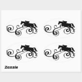 Sticker Ovale Rustique Galloping Cheval andalou (Feuille)