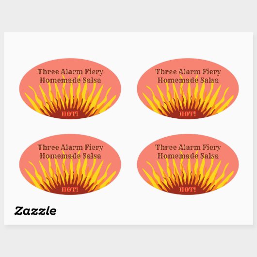 Sticker Ovale Rustique Maison Trois Alarme Chaud Salsa Canne (Feuille)