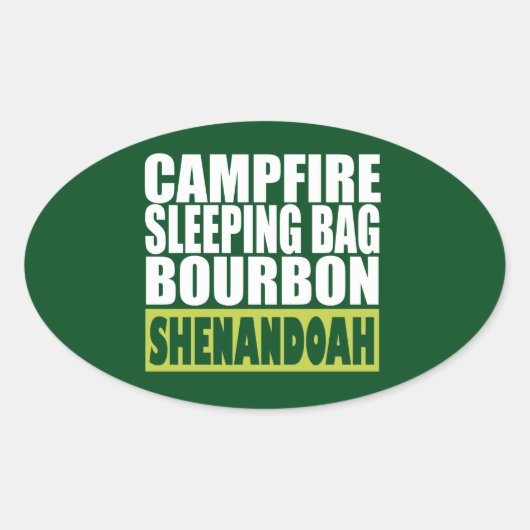 Sticker Ovale Sac couché de feu de camp Bourbon Shenandoah (Devant)