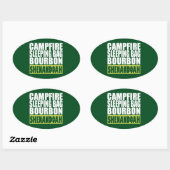 Sticker Ovale Sac couché de feu de camp Bourbon Shenandoah (Feuille)