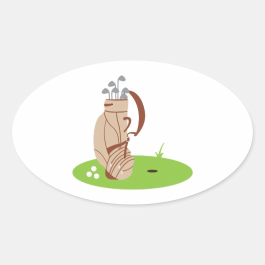Sticker Ovale Sac de golf et balles (Devant)