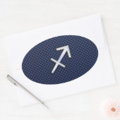 Sticker Ovale Sagittarius Zodiac Sign on Blue Carbon Fibre Print (Enveloppe)