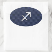 Sticker Ovale Sagittarius Zodiac Sign on Blue Carbon Fibre Print (Sac)
