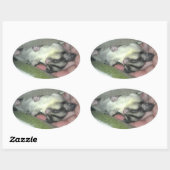 Sticker Ovale Saigneuse à sucre dormant dans la couverture (Feuille)