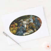 Sticker Ovale Sainte Famille avec Saints et Anges (Enveloppe)