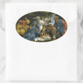 Sticker Ovale Sainte Famille avec Saints et Anges (Sac)