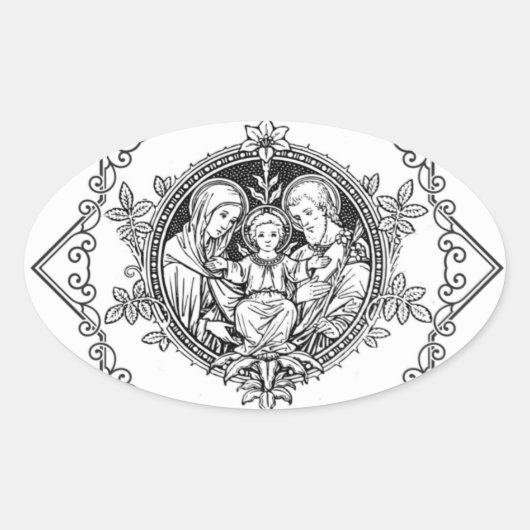 Sticker Ovale Sainte Famille Mariage catholique traditionnelle (Devant)
