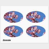 Sticker Ovale Sakura Cerry Blossoms Touché Bleu (Feuille)