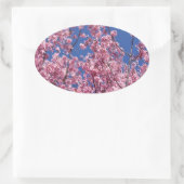 Sticker Ovale Sakura Cherry Fleurit Dans Le Bleu (Sac)