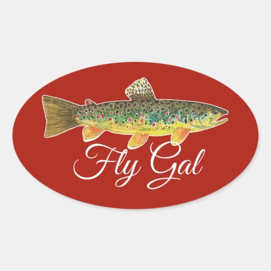Sticker Ovale Salmo Trutta Fly Fishing Ladies (Devant)
