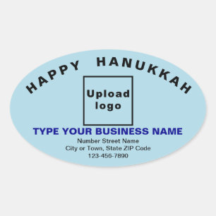 Sticker Ovale Salutation des entreprises Hanoukka en bleu clair