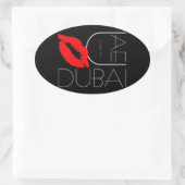 Sticker Ovale Salutations de Dubai UAE Red Lipstick Kiss (Sac)