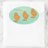 Sticker Ovale Salutations de Pâques Chicks Vert (Sac)