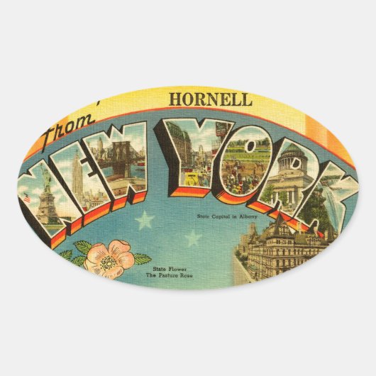 Sticker Ovale Salutations vintages de New York (Devant)