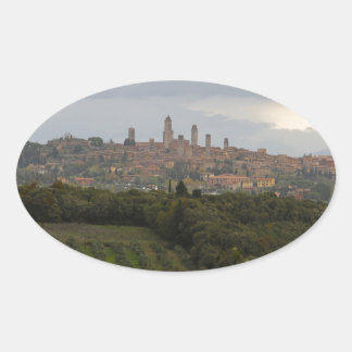 Sticker Ovale San Gimignano, Italie