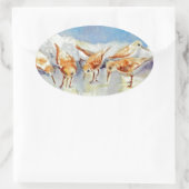 Sticker Ovale Sanderlings Minuscule Aquarelle Plage Oiseaux Béca (Sac)