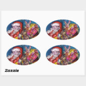 STICKER OVALE SANTA CLAUS AVEC CADEAUX (Feuille)