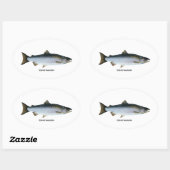 Sticker Ovale Saumon coho (Feuille)