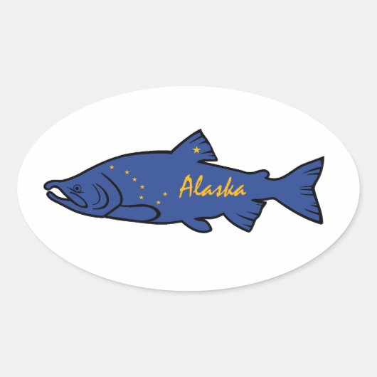 Sticker Ovale Saumon de l'Alaska du poisson (Devant)