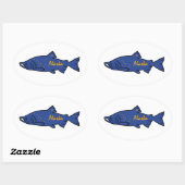 Sticker Ovale Saumon de l'Alaska du poisson (Feuille)