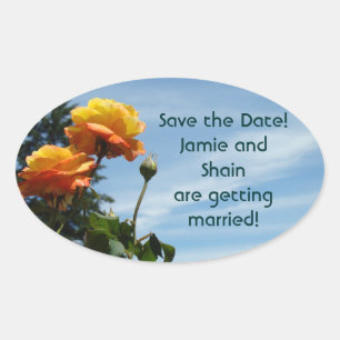 Sticker Ovale Sauvez la date ! Mariée Marié se marie sceaux