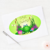 Sticker Ovale Sauvez le marais Twitchy la grenouille (Enveloppe)