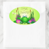 Sticker Ovale Sauvez le marais Twitchy la grenouille (Sac)