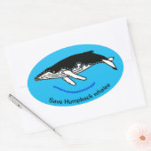 Sticker Ovale Sauvez les baleines à bosse - Faune - Nature (Enveloppe)