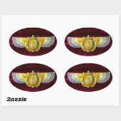 STICKER OVALE SCARABE À FEU ÉGYPTIENNE ANTIQUE /BOÎTE À DENRÉES (Feuille)