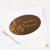 Sticker Ovale Sceau d'enveloppe Brown/or/vert à spirale de châta (Enveloppe)