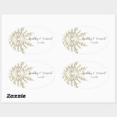 Sticker Ovale Sceau d'enveloppe de mariage d'hiver de flocon d'o (Feuille)