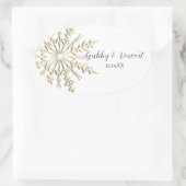 Sticker Ovale Sceau d'enveloppe de mariage d'hiver de flocon d'o (Sac)